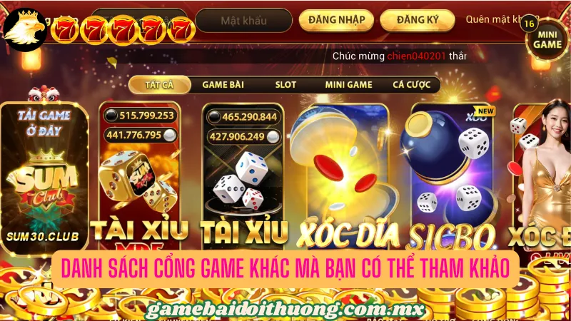 Danh sách cổng game cuốn hút không kém cạnh SUMCLUB